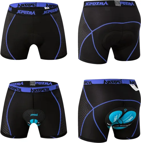 Vista 2 de JEPOZRA Ropa interior de ciclismo para hombre, 3D, acolchados, pantalones cortos de ciclismo transpirables de secado rápido
