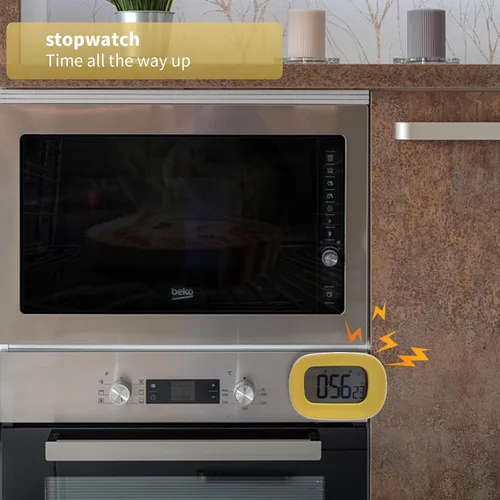 Vista 3 de Cronómetro y reloj de cocina, pantalla LCD grande con alarma fuerte, reloj digital de cuenta regresiva con alarma, parte trasera magnética, pantalla