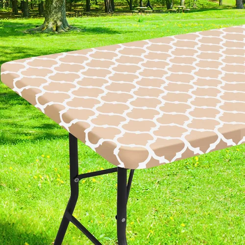 Vista 18 de Smiry Mantel cuadrado para mesa de pícnic, manteles de camping impermeables elásticos ajustables, protector de mantel de vinilo con respaldo de Gris