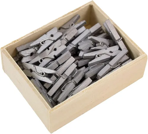 Vista 13 de JAM Papel® Mini Madera Ropa Pin Clips – 1 1/8" & 7/8 – 50 por caja, Blanco