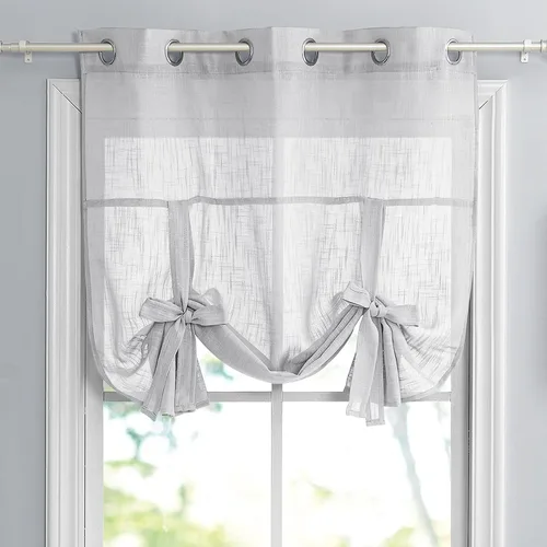 Vista 17 de Pony Dance Cortinas de ventana de baño, pantalla con lazo para dormitorio, filtro de luz, semitransparente, cortinas romanas elegantes para Blanco