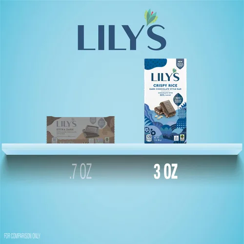 Vista 5 de LILY'S Arroz crujiente de chocolate negro estilo sin azúcar añadido, barras de dulces, 3 onzas (12 unidades)