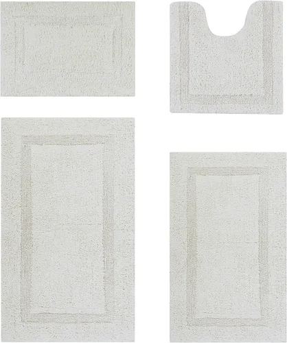 Vista 51 de Better Trends Juego de 4 alfombras de baño de lujo, 100% algodón, suaves, absorbentes de agua, reversibles, lavables a máquina, para decoración