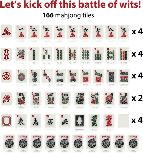 Vista 6 de 166 azulejos Mahjong American Basic de 1.2 pulgadas solo con bolsa Rosa