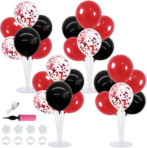 Vista 30 de TONIFUL Juego de 4 centros de mesa de globos de color negro, azul