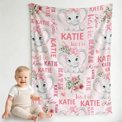 Vista 18 de Pindola Manta con nombre personalizado para bebés, adultos, niñas, niños, mujeres y hombres, diseño de manta con monograma personalizada, regalos