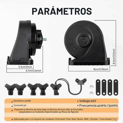 Vista 8 de Bocina de coche para Chevy Silverado Tahoe Suburban Cruze GMC RAM Compatible con bocina Chevy