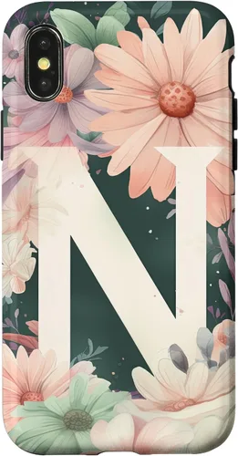 Vista 5 de iPhone 16 Beautiful Daisy Flowers Initial Letter N Monogram Watercolor Case