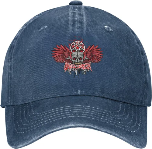 Vista 2 de Cowboy Hat Trendy Hats for Man and Women Djustable Four Season Outdoor Baseball Cap of Hell Skull with Angel Navy Blue