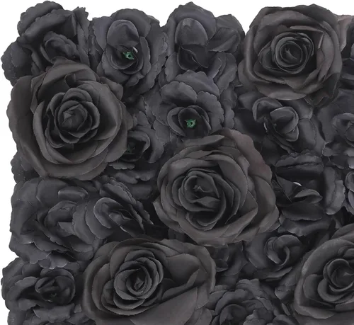 Vista 7 de Paneles de pared de flores 3D, 12 paneles de pared de flores artificiales, rosas de seda, fondo de pared de flores sintéticas decorativas