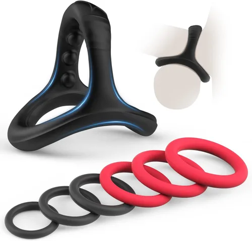 Vista 7 de Juego de anillos de silicona para el pene con 10 tamaños diferentes para mejorar la erección, juguete sexual para hombres más fuertes de larga