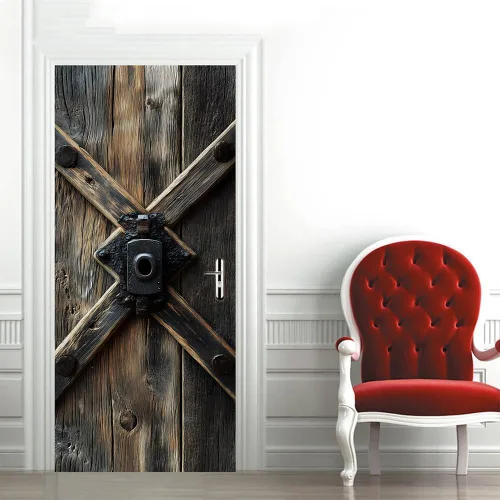 Vista 29 de Adhesivos 3D para puerta, murales para despegar y pegar, puerta de madera, papel tapiz autoadhesivo, extraíble, PVC, impermeable, póster para Puerta