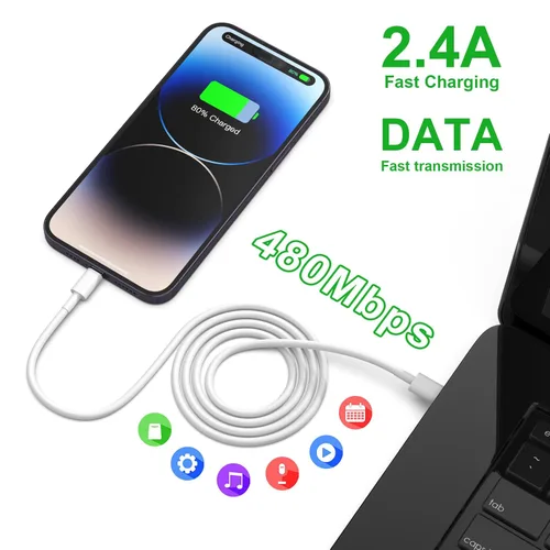 Vista 5 de Paquete de 5 cables USB C a Lightning de 6 pies con certificación MFi de Apple, carga rápida para iPhone 14 a 8