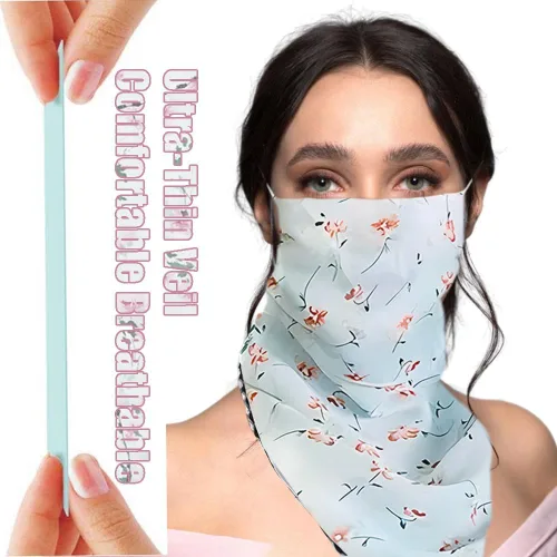 Vista 5 de OULIGET Bufanda floral de protección solar para mujer, máscara de gasa con protección ajustable, bandana protectora de cuello de seda helada