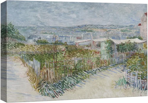 Vista 47 de Van Gogh - Lienzo con diseño giclée de olivos con cielo amarillo y sol, arte de pared de galería, estirado y enmarcado, listo para colgar, 24 x 36
