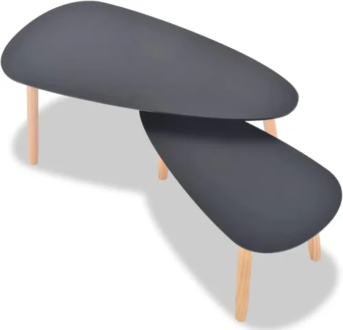 Vista 6 de Juego de mesa de centro para sala de estar, mesa de centro grande, mesa de centro para sala de estar, Mesitas para sala modernas, 2 piezas, madera