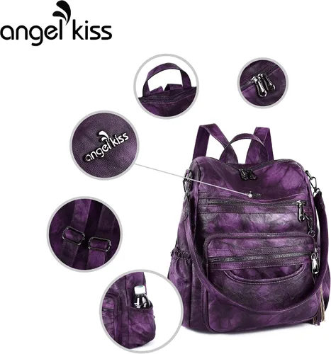 Vista 51 de Bolsos mochila monedero de piel sintética para mujer, bolsas con zíper, mochilas de hombro casuales