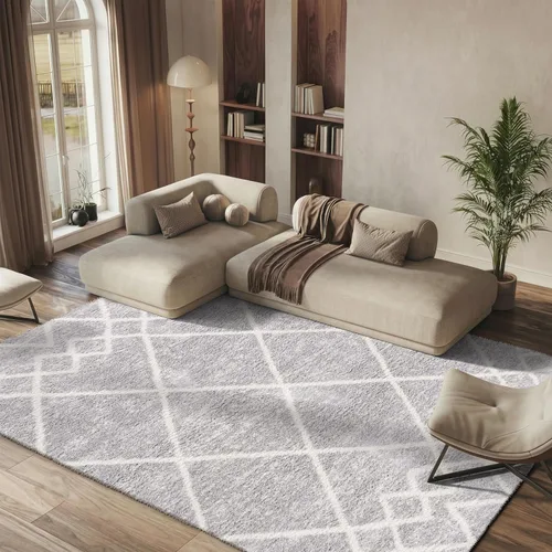 Vista 20 de SAFAVIEH Berber Shag Collection - Alfombra para pasillo, 2 pies 3 pulgadas x 8 pies, color gris y marfil, diseño bohemio rústico, no desprende