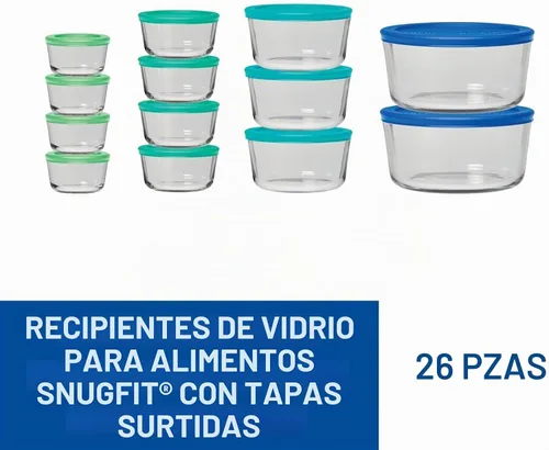 Vista 2 de Anchor Hocking - Juego de 26 piezas de recipientes de vidrio para almacenamiento con tapas