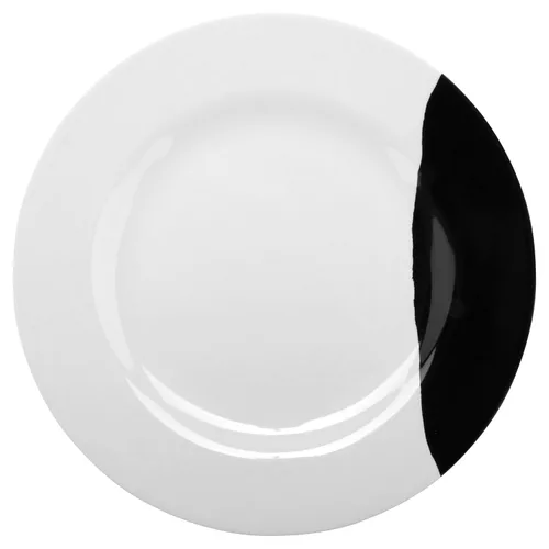 Vista 3 de G.E.T. BF-9-W/BK Bold - Plato llano de melamina con borde ancho, 9 pulgadas, blanco/negro (juego de 12)