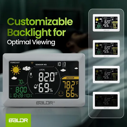Vista 9 de BALDR Estación meteorológica WiFi con aplicación, termómetro inalámbrico para interiores y exteriores con monitor de humedad, pronóstico en tiempo