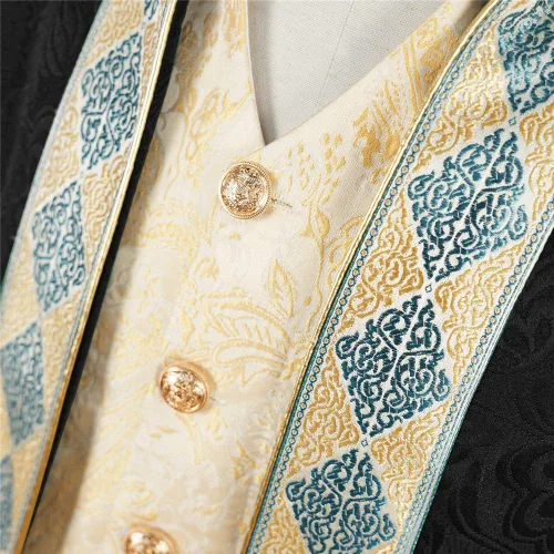 Vista 6 de Apocrypha Abrigo medieval steampunk para hombre, chaqueta victoriana de piratas victorianas