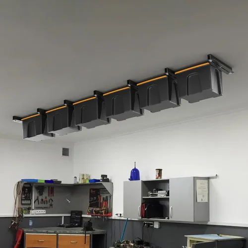 Vista 7 de Ultrawall Bastidores de almacenamiento de garaje superiores para contenedores, estante de almacenamiento de techo, organizador colgante de garaje