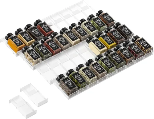 Vista 16 de Famhap Organizador de cajones de especias, 8 niveles expandible de 11.7 a 23.2 pulgadas, bandeja para condimentos para cajones de cocina, bandeja