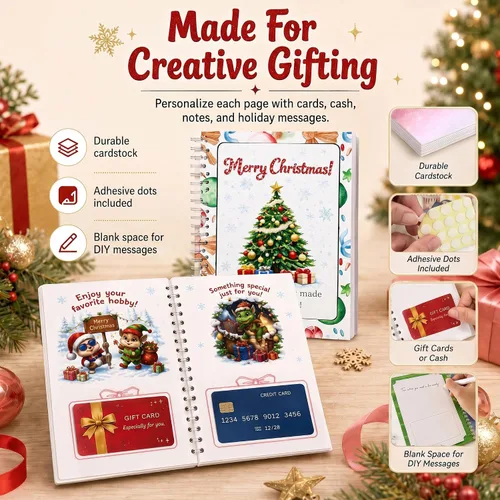 Vista 6 de Christmas Gift Card Book Spiral Bound Holder, 10 Pages，3PCS-A