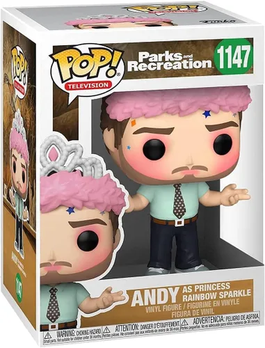Vista 2 de Funko POP TV: Parks and Rec - Andy como la princesa Rainbow Sparkle, multicolor (56166)