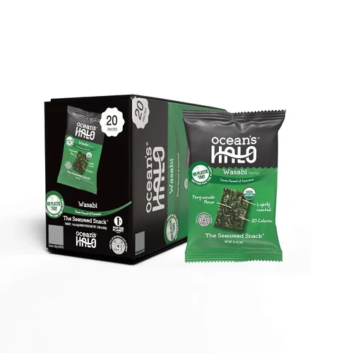 Vista 12 de Ocean's Halo Snacks de algas orgánicas – Cebolla Maui, sin bandeja, veganos, crujientes salados, paquete de 20 (0.14 onzas cada uno)