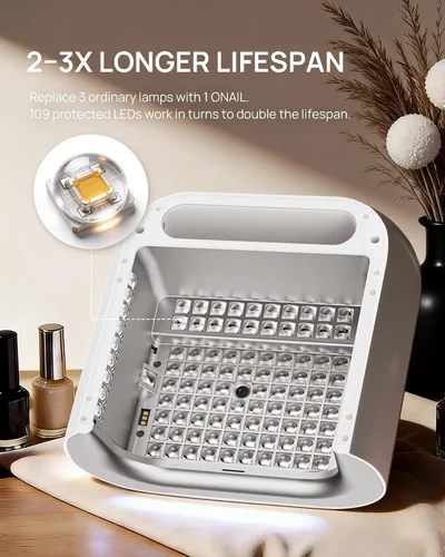 Vista 2 de Lámpara de uñas LED UV para uñas de gel – O NAIL AI Smart Precision Scan reduce la exposición a los rayos UV, secador de uñas de 109 LED