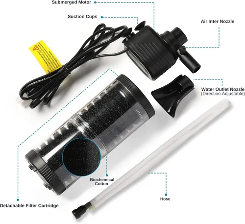 Vista 5 de Filtro de Acuario XpertMatic 15W de 2 Etapas 238 GPH (900L/h) para Tanque de Peces de Hasta 70 Galones, Filtro de Tanque Interno Sumergible y Bomba