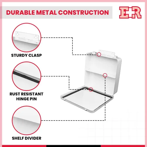 Vista 2 de Ever Ready First Aid Caja de metal, No.24 – 10" x 10" x 2.5