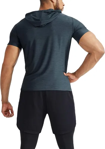Vista 6 de NELEUS Camisa deportiva Dry Fit Performance con capucha para hombre