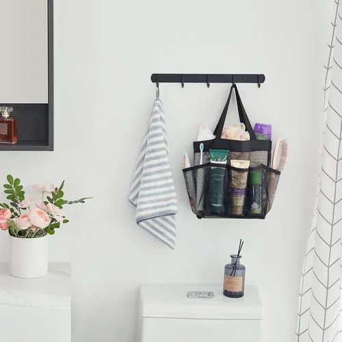 Vista 7 de Lifewit Organizador de ducha de malla portátil para dormitorio universitario con 7 bolsillos, cesta organizadora colgante independiente, bolsa