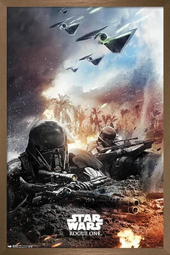 Vista 15 de Trends International Star Wars: Rogue One - Póster de pared de trinchera, 14.725 x 22.375 pulgadas, versión enmarcada de madera de granero Versión