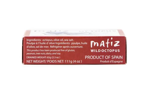 Vista 2 de Matiz Pulpo Pulpo de aleta amarilla salvaje en aceite de oliva 4.0 onzas