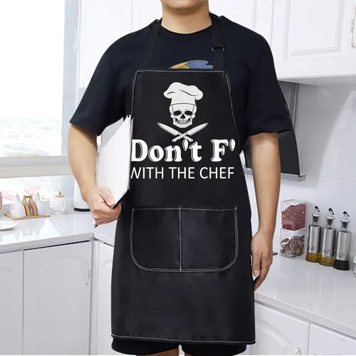 Vista 3 de WZMPA Divertido delantal de cocina ajustable para cocinar, regalos de chef Don't f' With The Chef Baking Grill Delantales para papá y hombres