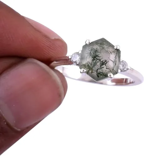 Vista 12 de Anillo de plata de ley 925 para mujer, anillo de diamantes de imitación de aguamarina de plata esterlina, anillo Art Deco de marzo, piedra natal