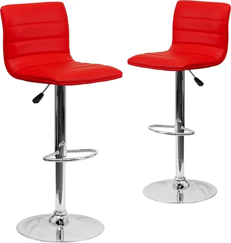 Vista 23 de Flash Funiture silla de bar ajustable con base cromada, Vinilo, Gris