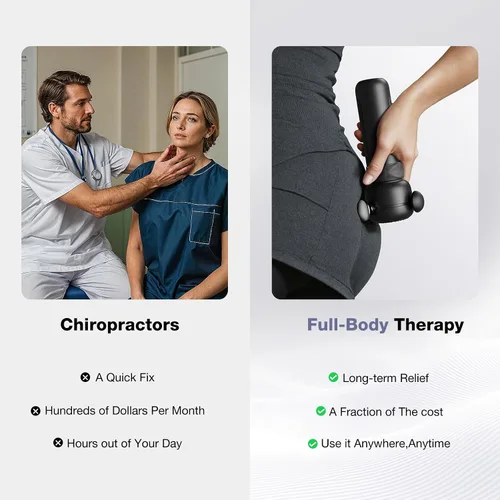 Vista 4 de HYAKO SE Pistola de masaje de terapia muscular, masajeador de vibración de tejido profundo, diseño no invasivo para cuidado de cuerpo completo