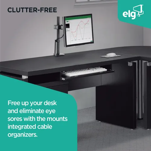 Vista 5 de ELG Soporte de escritorio con brazo para monitor, altura ajustable, pantallas de 17-34 pulgadas de hasta 15.6 libras, rotación de 360°, acero