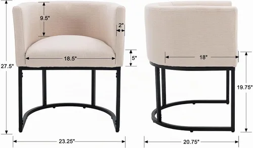 Vista 2 de RIVOVA - Silla tapizada para comedor, silla lateral moderna de barril, sillas tapizadas para comedor, silla cómoda para cocina, silla lateral