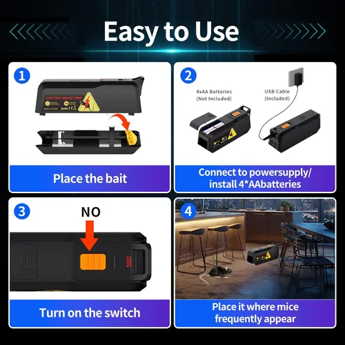 Vista 6 de Paquete de 2 Trampas Electrónicas para Ratones, Trampa Eléctrica Eficaz para Ratones Zapper con Diseño Seguro para Mascotas y Eliminación sin