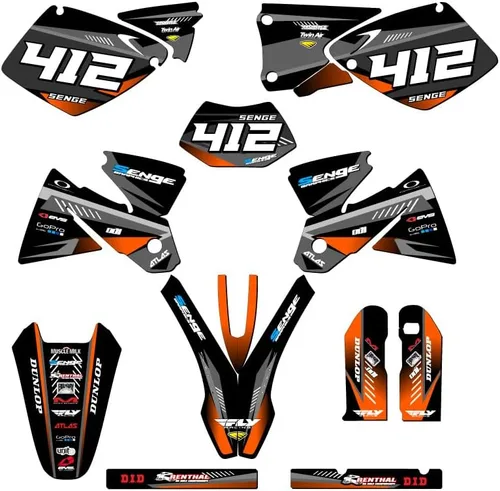Vista 5 de Kit de base gráfica EXC Surge Black Senge 1998-2000 compatible con KTM