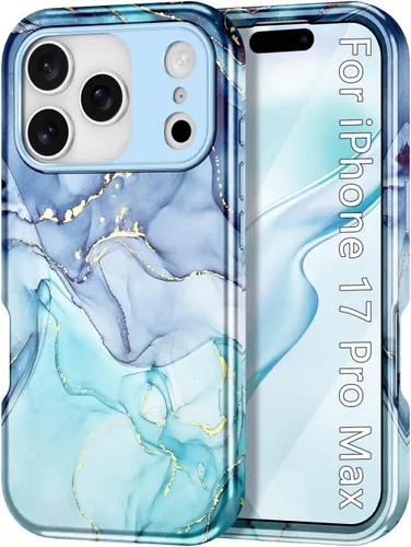 Vista 44 de Btscase Funda compatible con iPhone 17 de 6.3 pulgadas 2025, patrón de mármol 3 en 1, resistente a prueba de golpes, cuerpo completo, policarbonato
