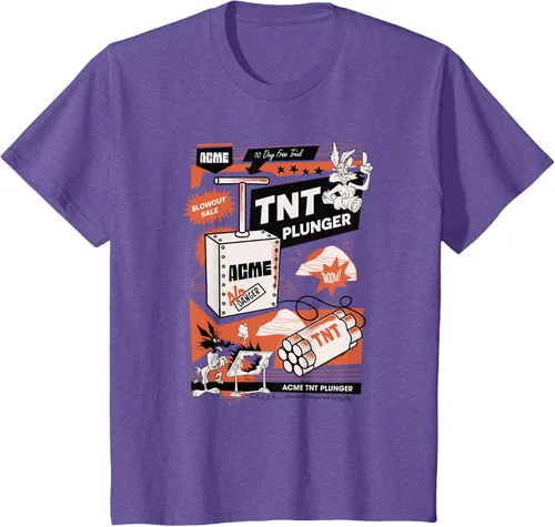 Vista 36 de Looney Tunes Wile E. Coyote - Camiseta de émbolo TNT, Blanco, S