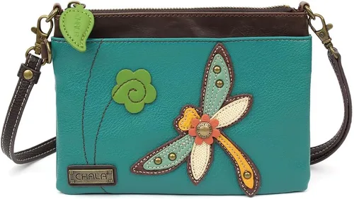 Vista 12 de CHALA Mini bandolera/bolso con correa convertible elegante, compacto, versátil Loro azul - Gris cálido