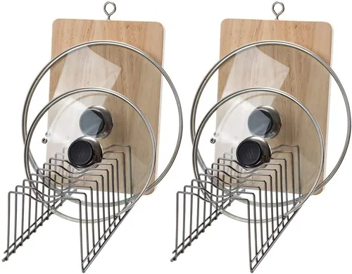 Vista 10 de SANNO Organizador de tapa para ollas, organizador de cocina para platos, tablas de cortar utensilios para hornear, refrigeración, ollas y sartenes